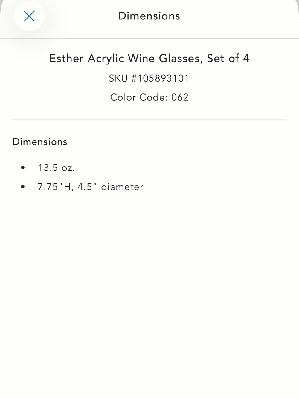 Anthropologie Acrylic Wine Glasses Set of Four NIB